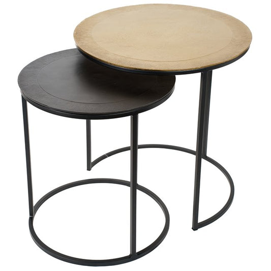 Jardan Side Table Set – 2 Black Metal Round Tables