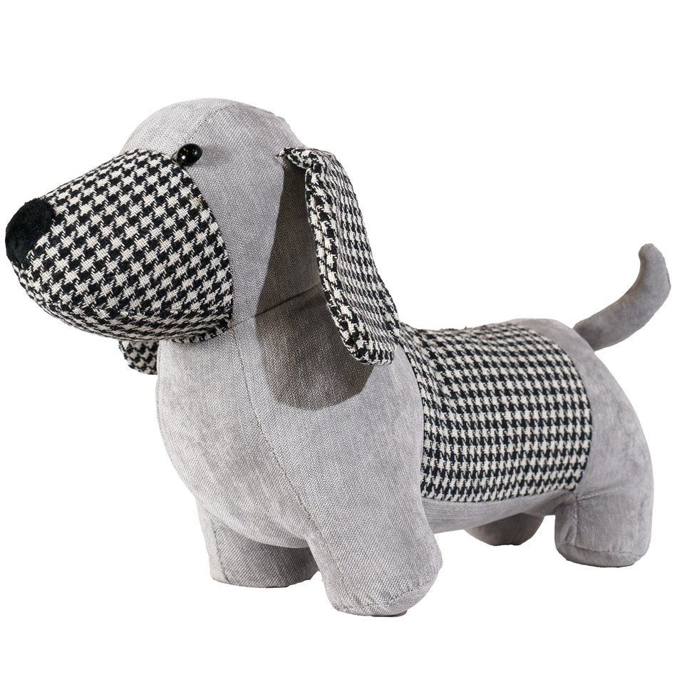 Grey Dog Monty Door Stopper – Plush Animal Fabric Wedge