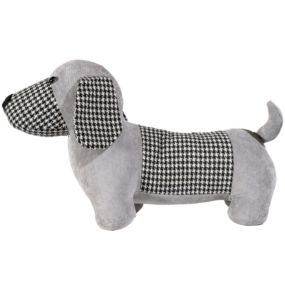 Grey Dog Monty Door Stopper – Plush Animal Fabric Wedge