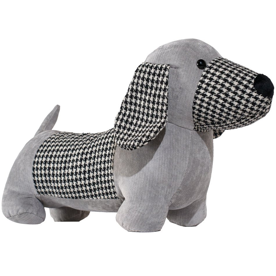 Grey Dog Monty Door Stopper – Plush Animal Fabric Wedge