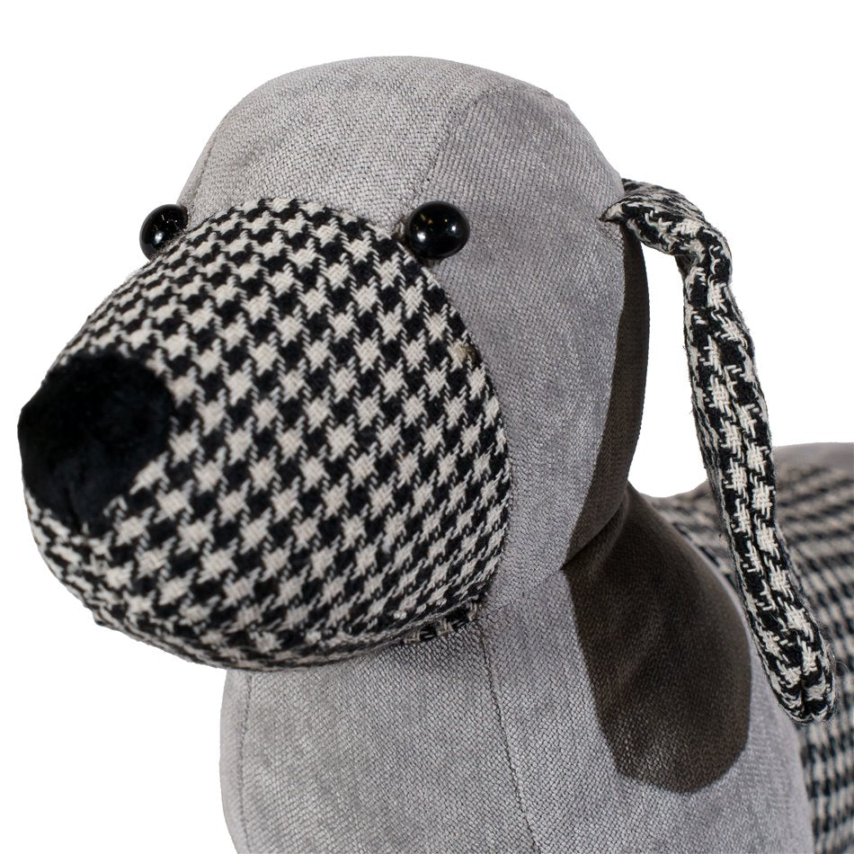 Grey Dog Monty Door Stopper – Plush Animal Fabric Wedge