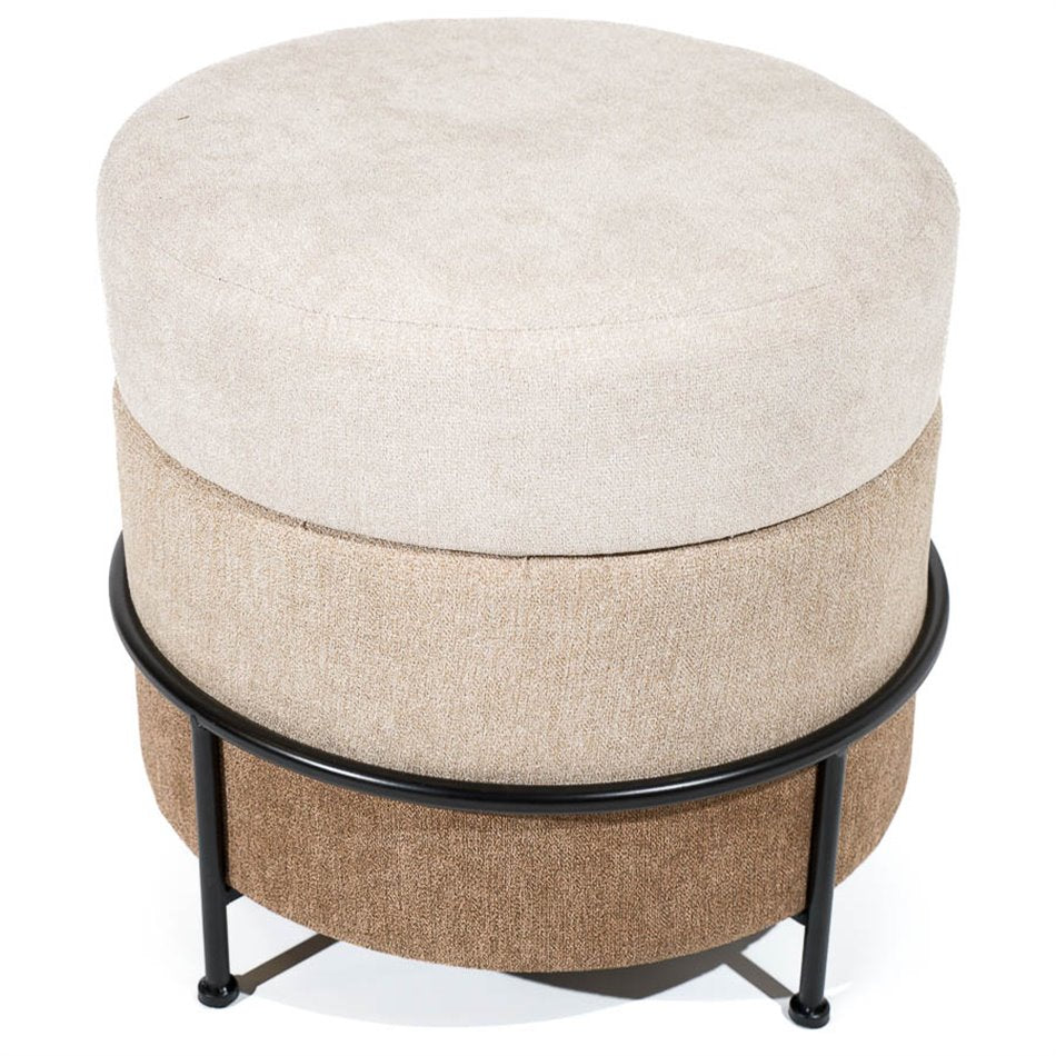 Mariola B Pouf Brown-Beige – H45 × Ø48 cm