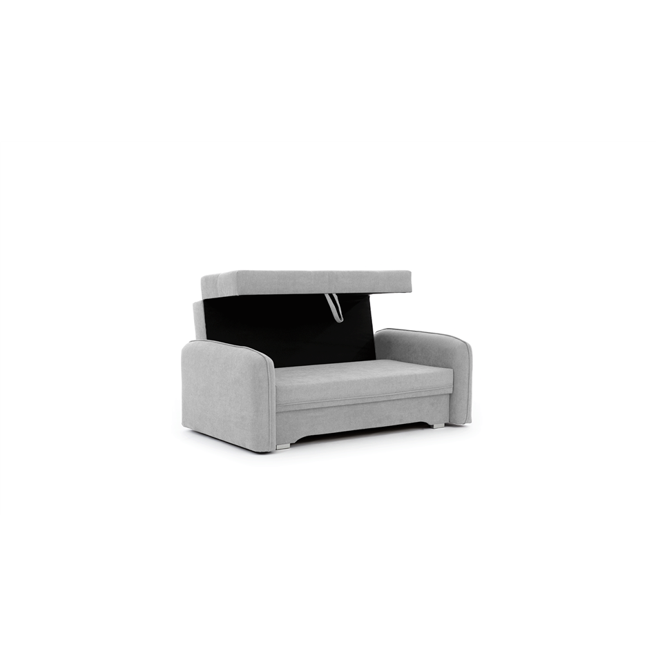 Compact Extendable Sofa Bed with Storage, Velvet Upholstery, Grey – Elaine