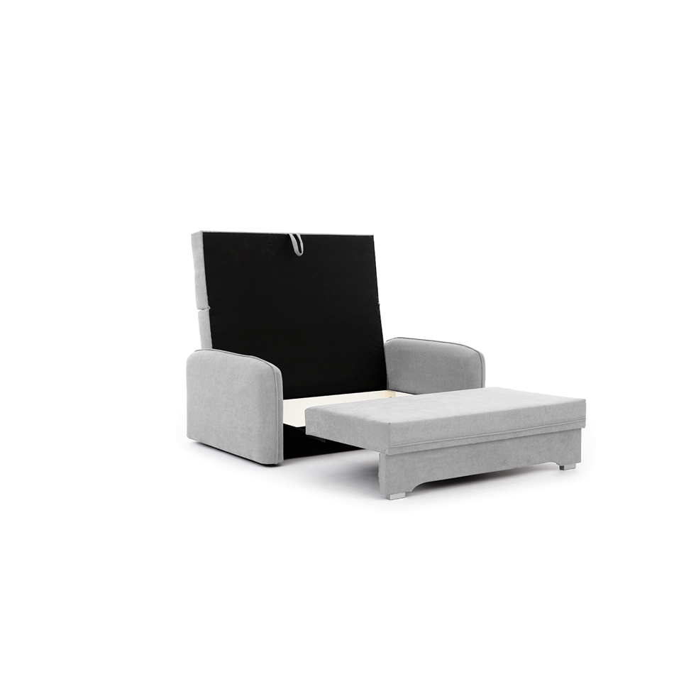 Compact Extendable Sofa Bed with Storage, Velvet Upholstery, Grey – Elaine