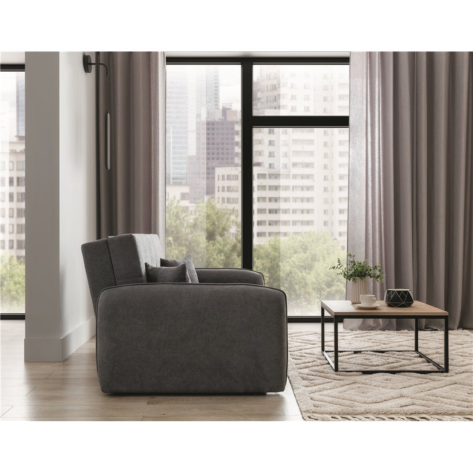 Compact Extendable Sofa Bed with Storage, Velvet Upholstery, Grey – Elaine