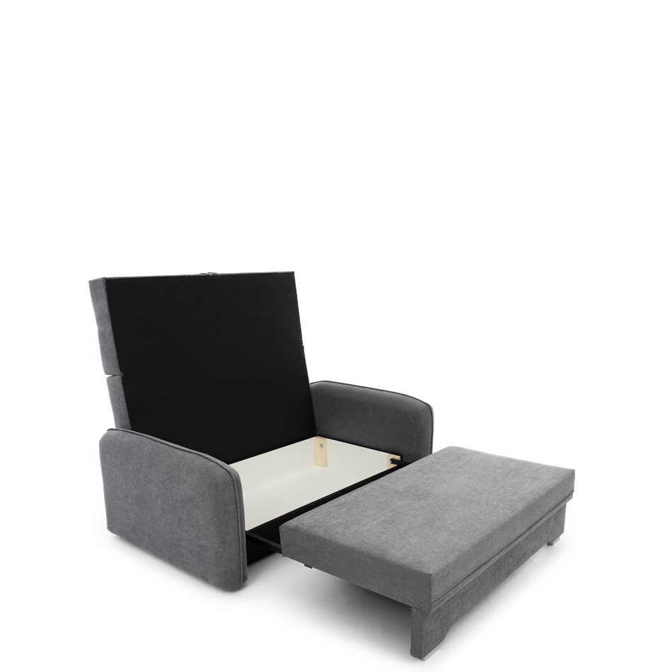 Compact Extendable Sofa Bed with Storage, Velvet Upholstery, Grey – Elaine