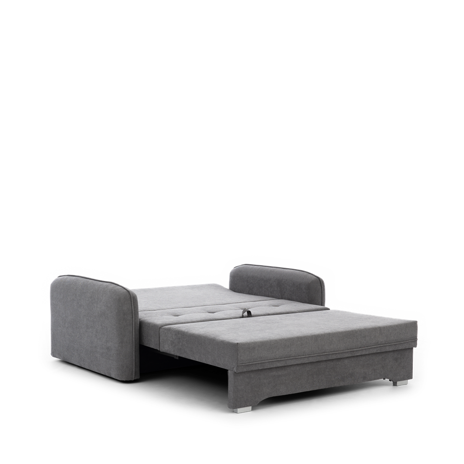 Compact Extendable Sofa Bed with Storage, Velvet Upholstery, Grey – Elaine
