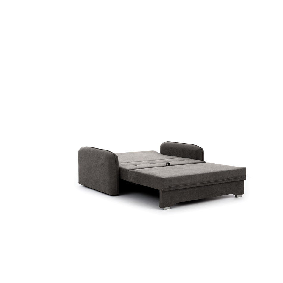 Compact Extendable Sofa Bed with Storage, Velvet Upholstery, Grey – Elaine