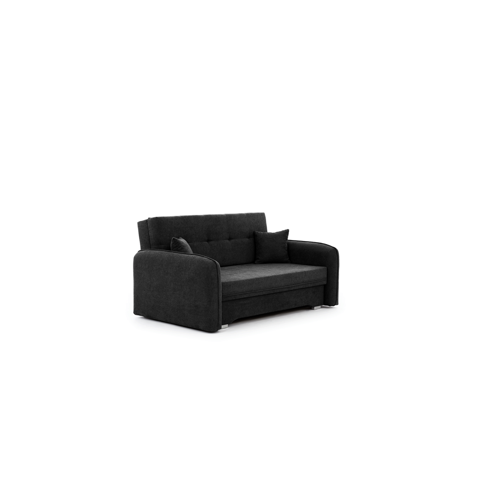 Compact Sofa Bed with Extendable Sleeping Function, Black Velvet Upholstery – Elaine