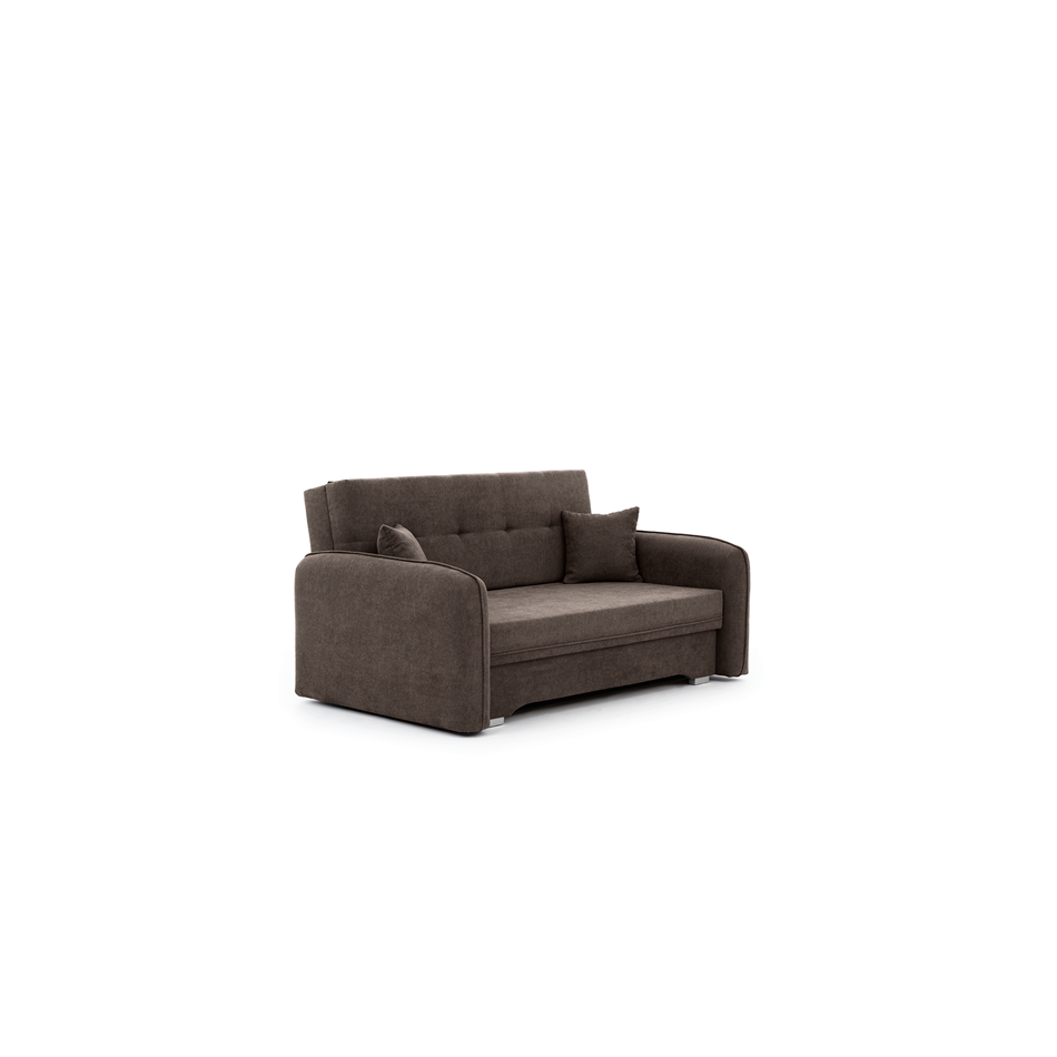 Compact Extendable Sofa Bed with Storage, Velvet Upholstery, Brown – Elaine