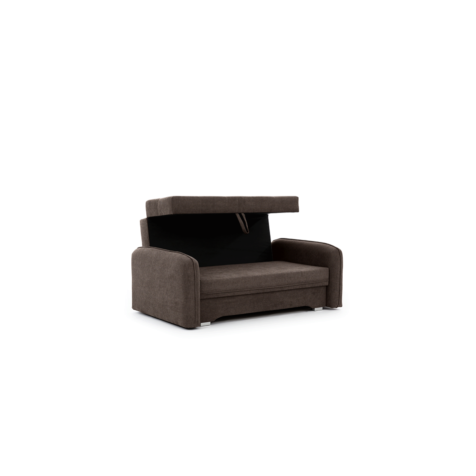 Compact Extendable Sofa Bed with Storage, Velvet Upholstery, Brown – Elaine