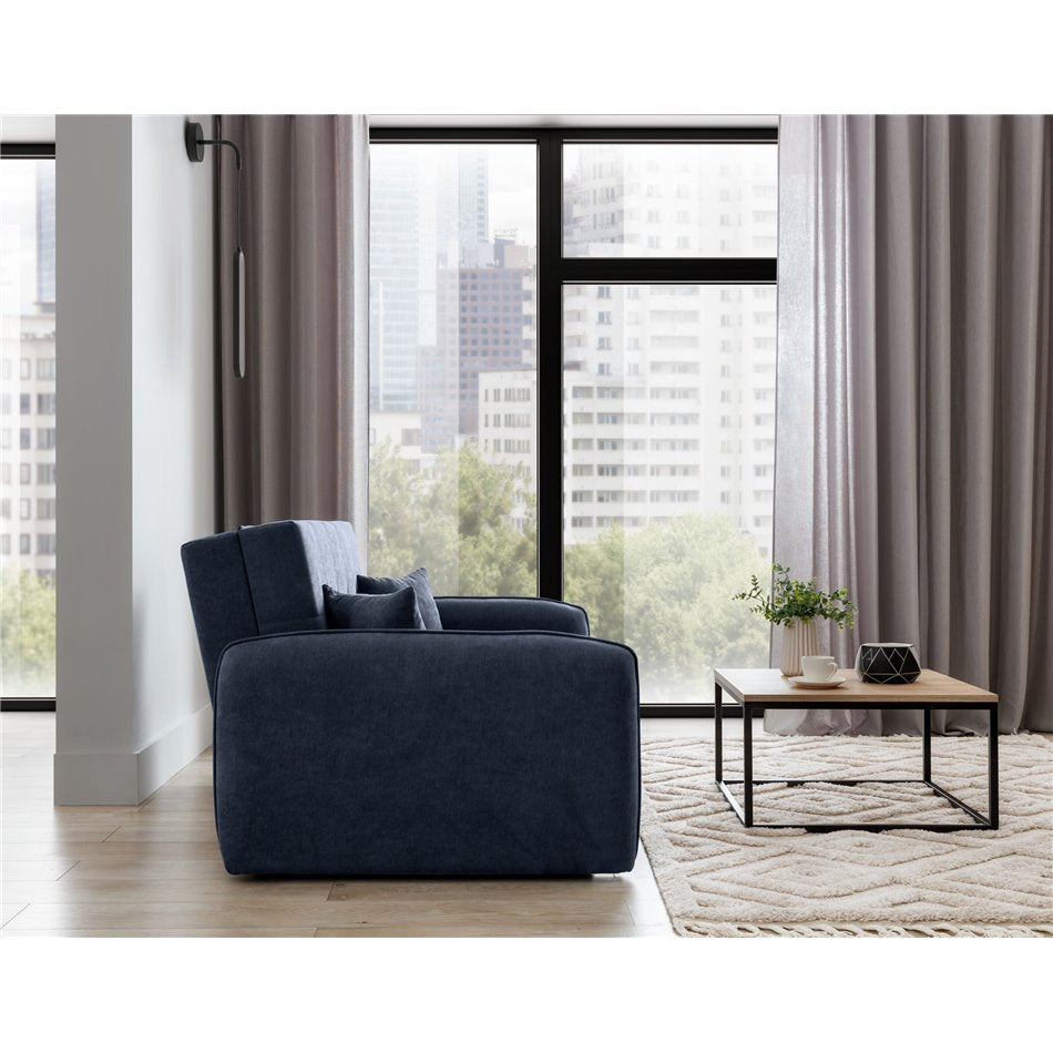 Compact Extendable Sofa Bed with Storage, Velvet Upholstery, Blue – Elaine