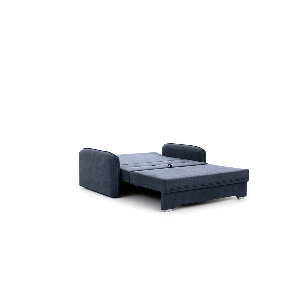 Compact Extendable Sofa Bed with Storage, Velvet Upholstery, Blue – Elaine