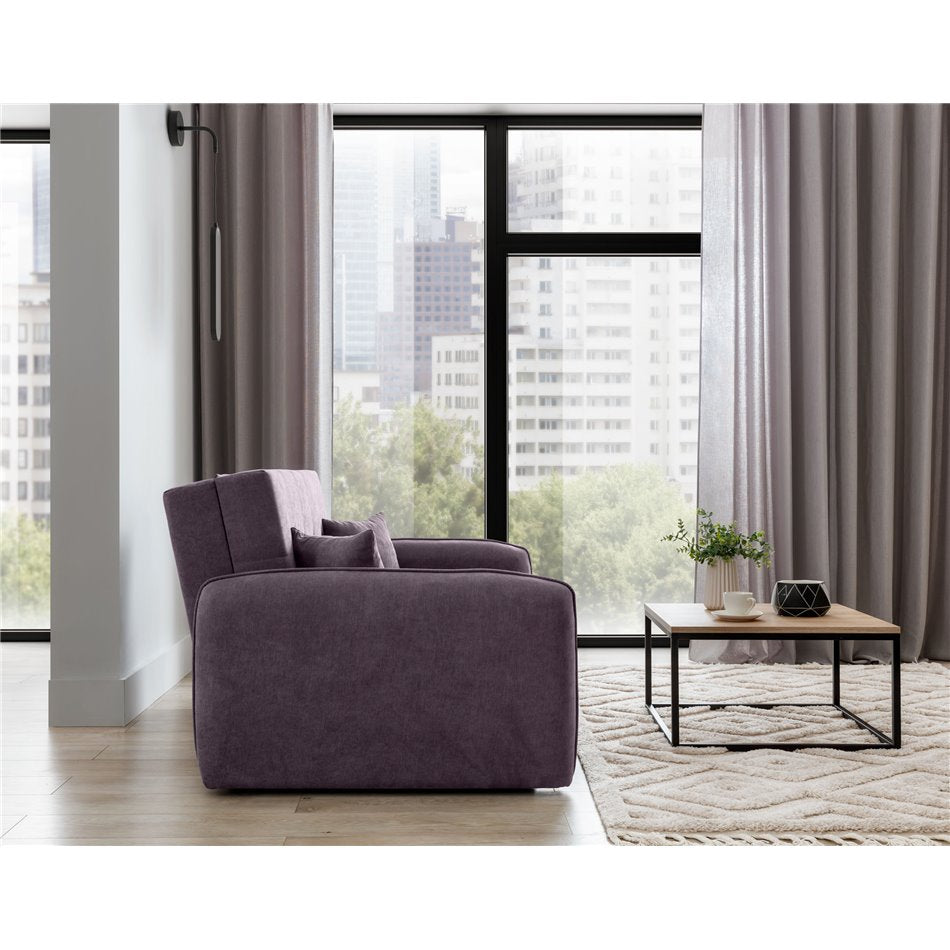 Compact Extendable Sofa Bed with Storage, Velvet Upholstery, Purple – Elaine