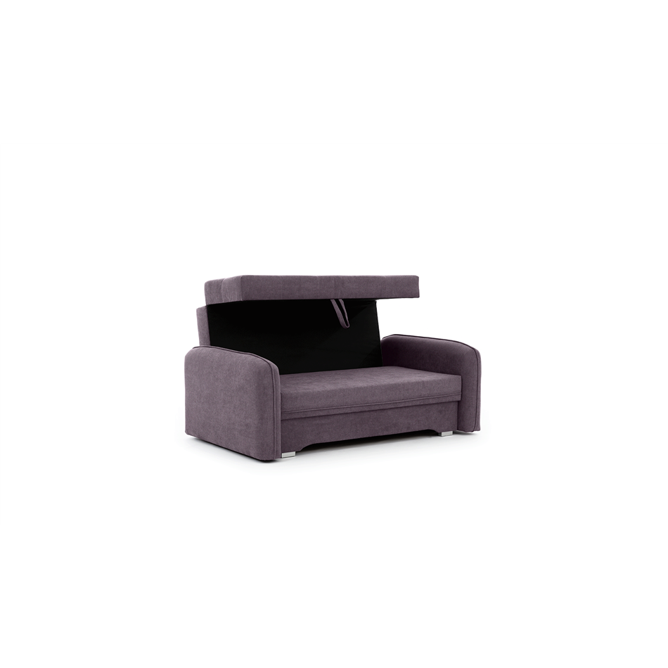 Compact Extendable Sofa Bed with Storage, Velvet Upholstery, Purple – Elaine