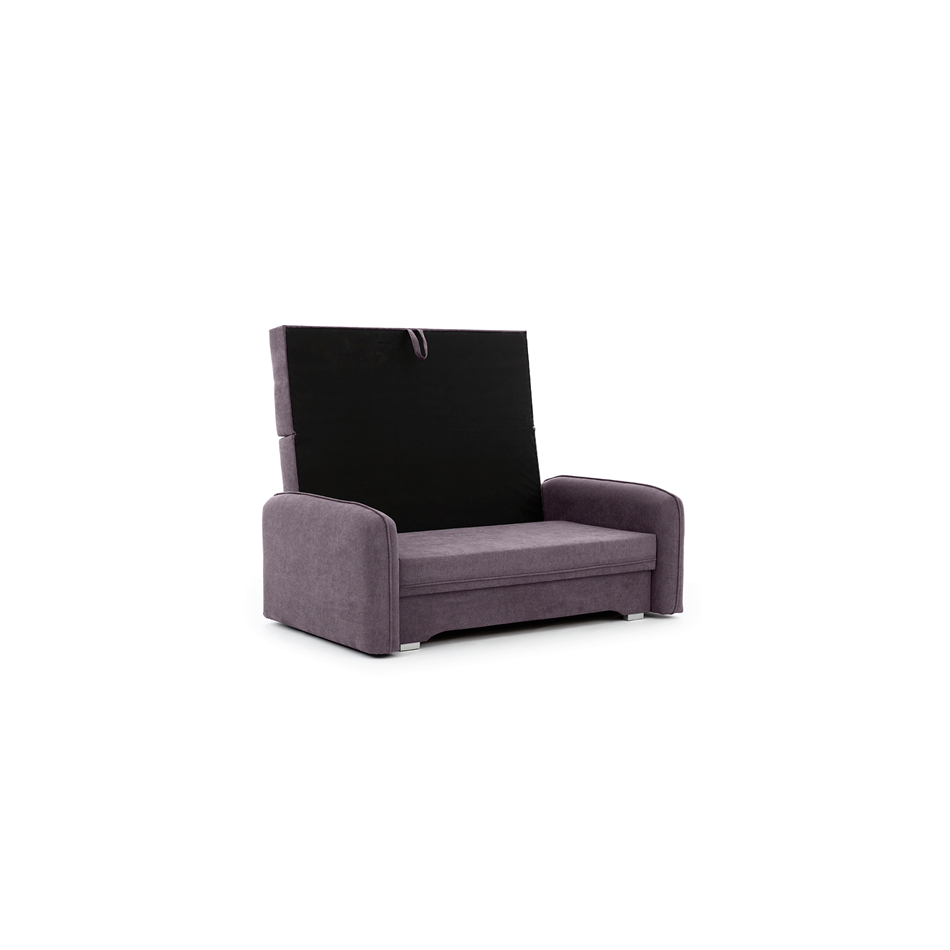 Compact Extendable Sofa Bed with Storage, Velvet Upholstery, Purple – Elaine