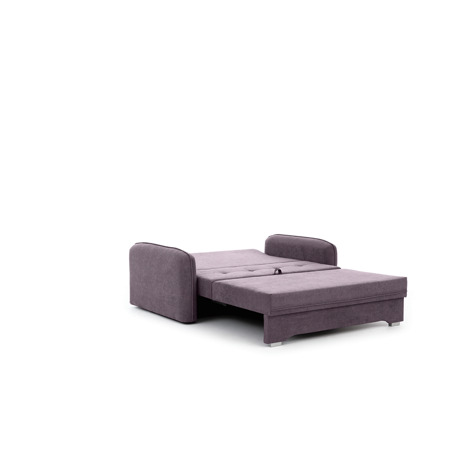 Compact Extendable Sofa Bed with Storage, Velvet Upholstery, Purple – Elaine