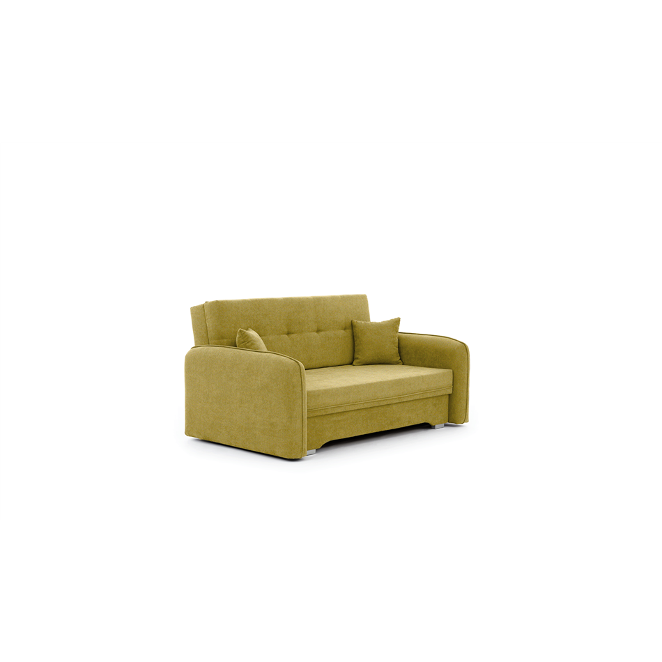 Compact Extendable Sofa Bed with Storage, Velvet Upholstery, Yellow – Elaine
