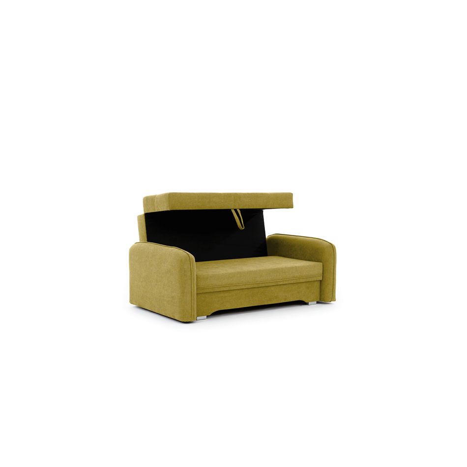 Compact Extendable Sofa Bed with Storage, Velvet Upholstery, Yellow – Elaine