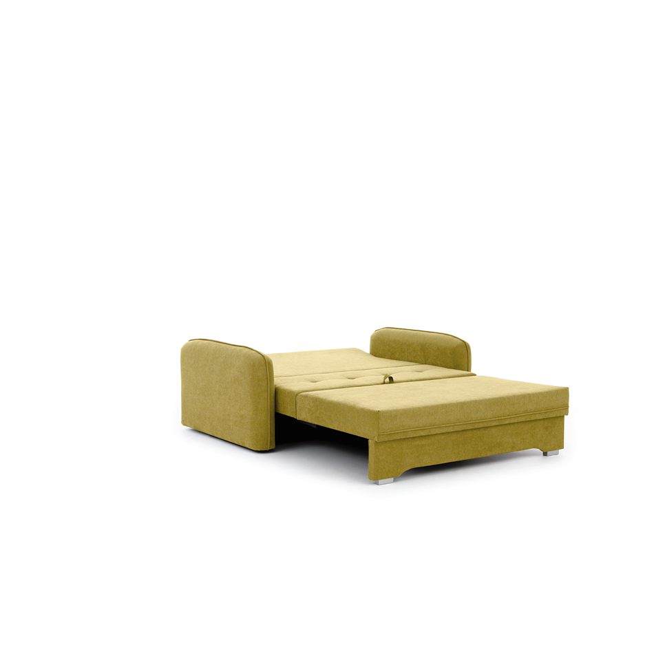 Compact Extendable Sofa Bed with Storage, Velvet Upholstery, Yellow – Elaine
