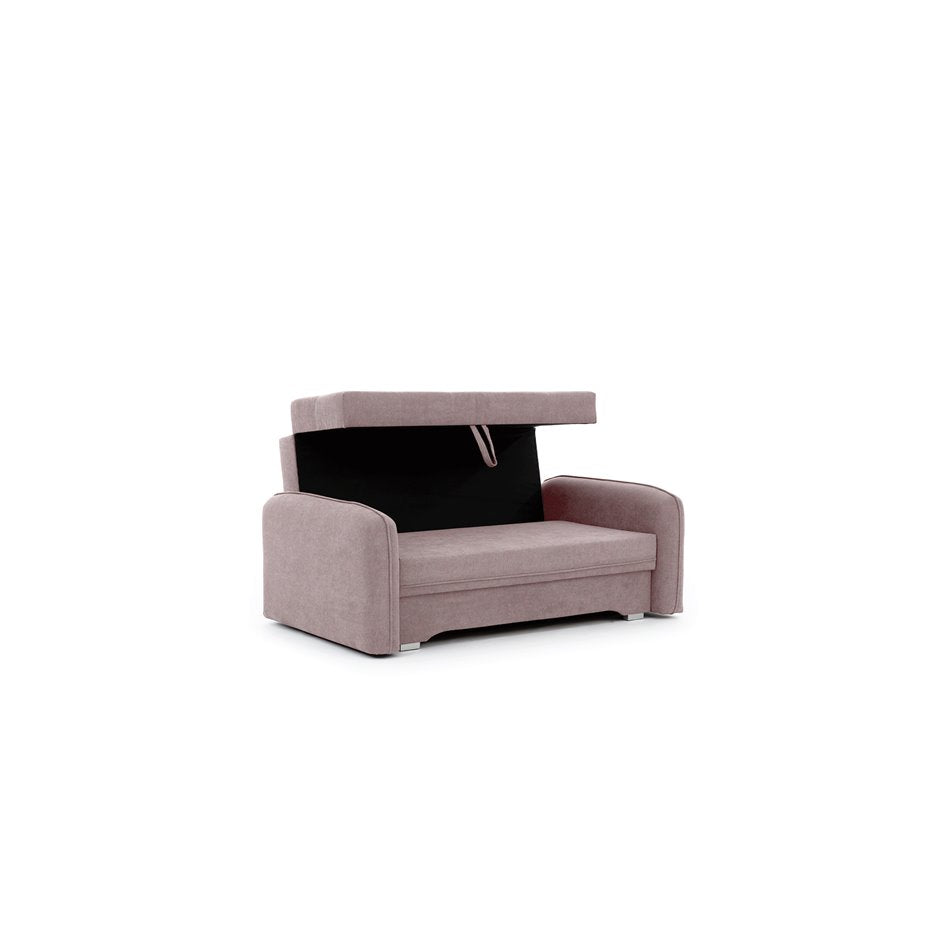 Compact Extendable Sofa Bed with Storage, Velvet Upholstery, Pink – Elaine