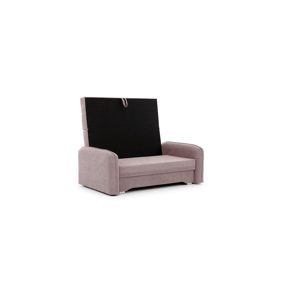 Compact Extendable Sofa Bed with Storage, Velvet Upholstery, Pink – Elaine