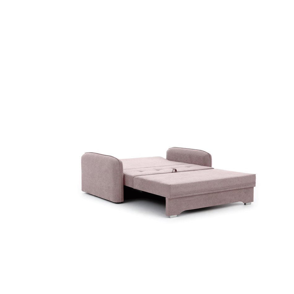 Compact Extendable Sofa Bed with Storage, Velvet Upholstery, Pink – Elaine