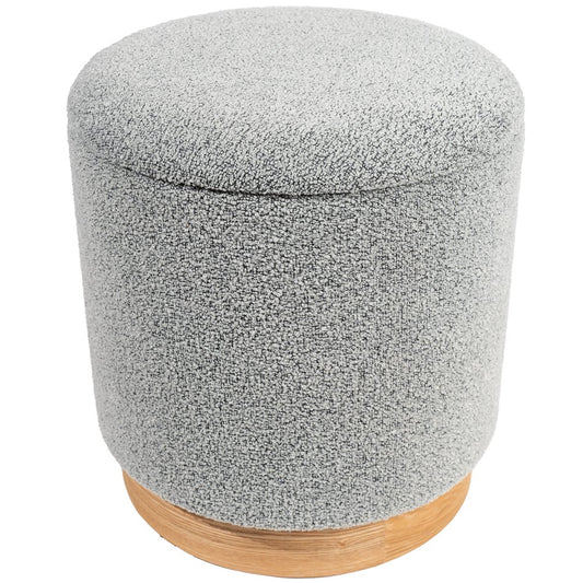 Vildams L Grey Storage Ottoman – H42 × Ø38.5 cm