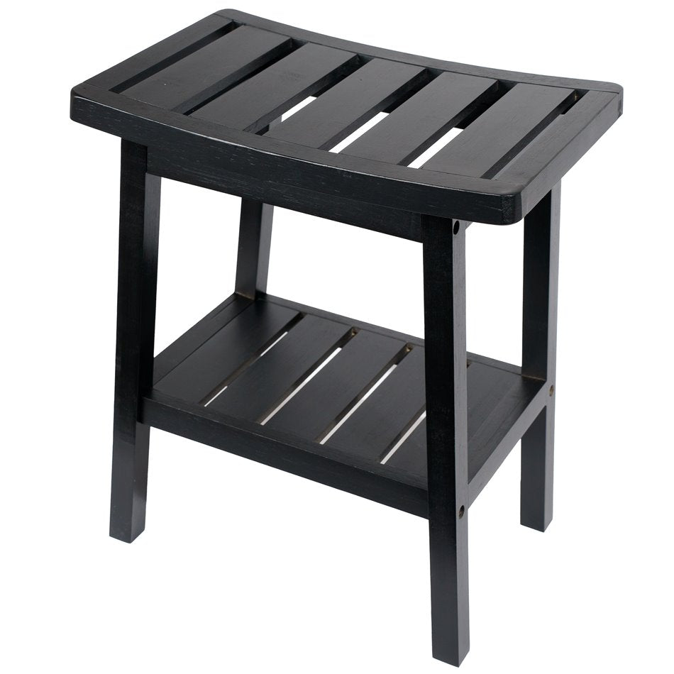 Bamboo Bench Black – H46 × L39.5 × W25 cm