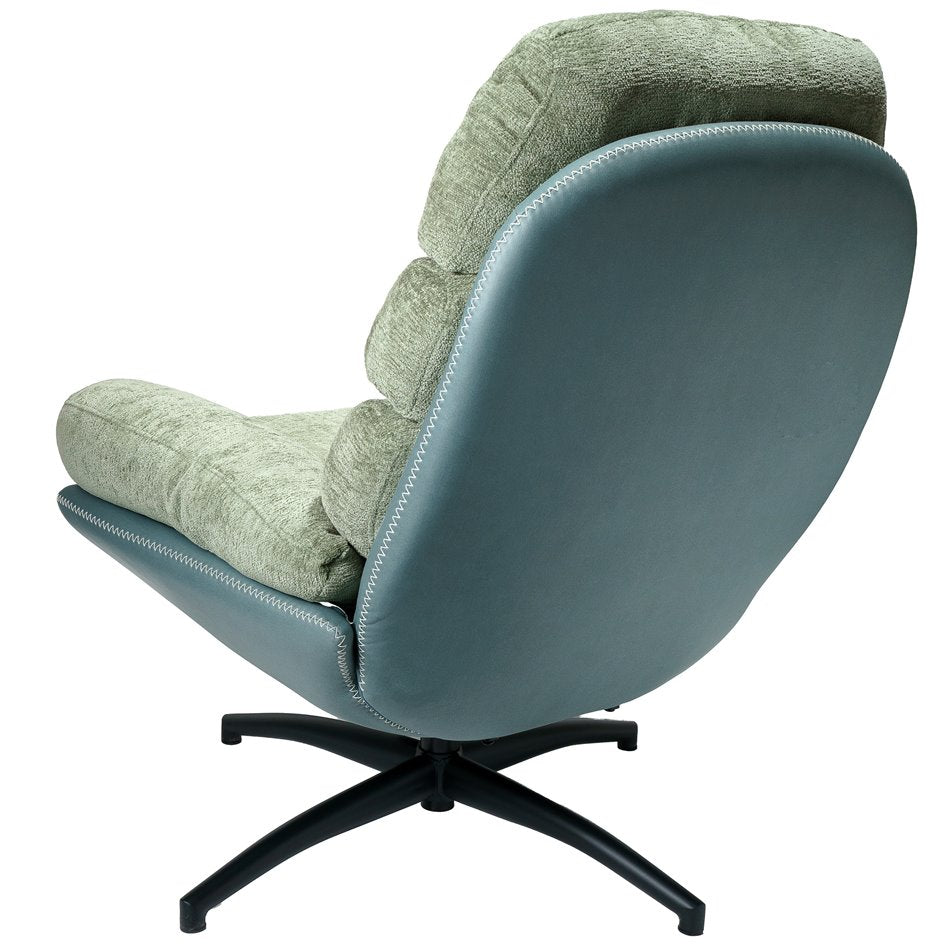 Armchair Vincento with footstool, green 09, rotatable 360 degrees, H100x92x79cm, seat height 47cm