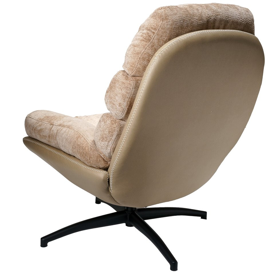 Armchair Vincento with footstool, pink-beige, rotatable 360 degrees, H100x92x79cm, seat H 47cm