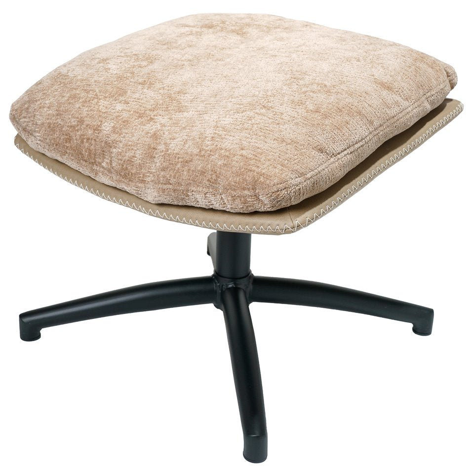 Armchair Vincento with footstool, pink-beige, rotatable 360 degrees, H100x92x79cm, seat H 47cm