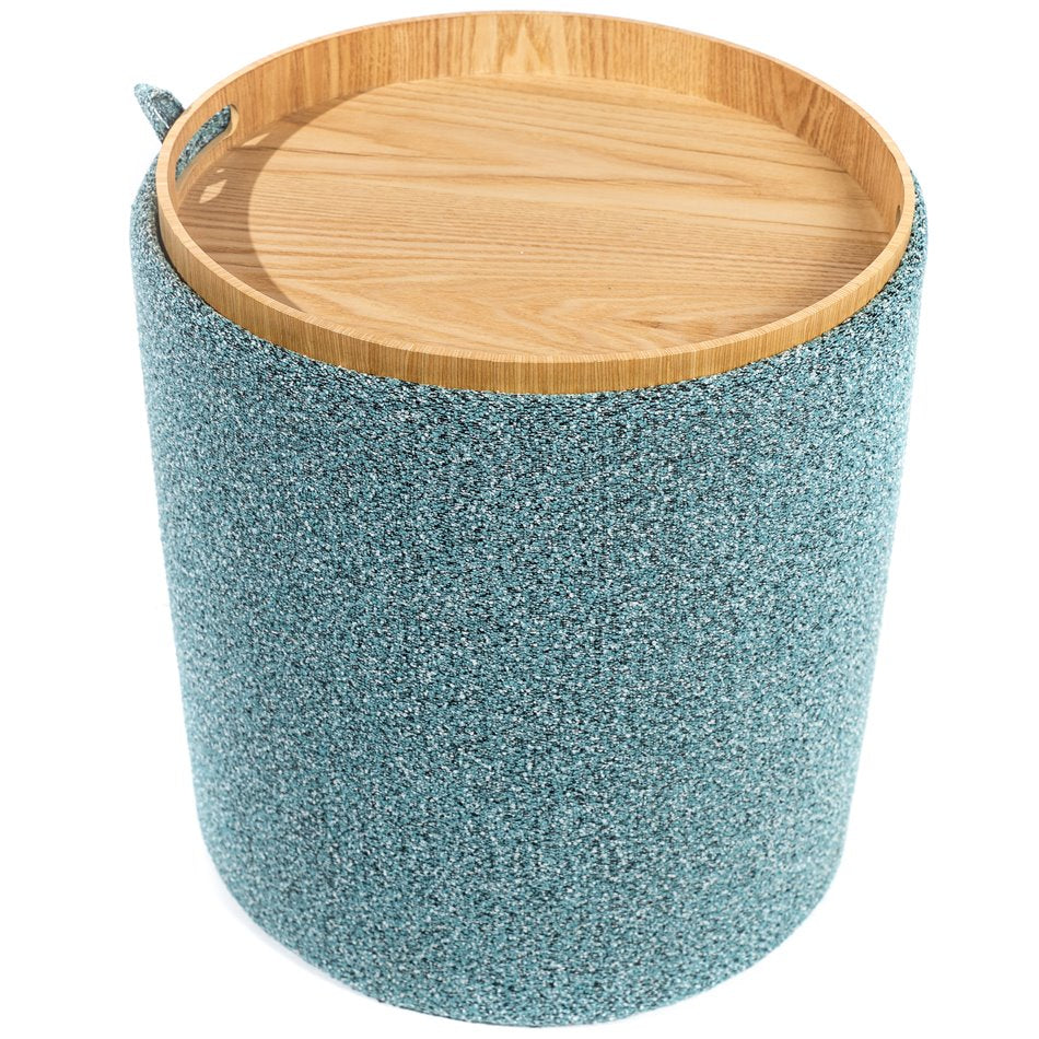 Viktory L Storage Ottoman-Table Blue – H44 × Ø39 cm