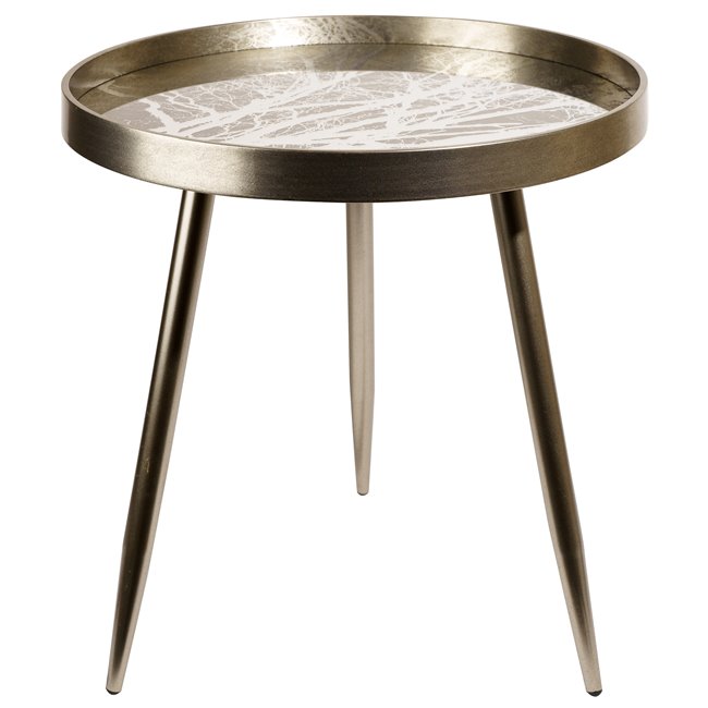 Furuset M Side Table – Metal & Polyresin Round Accent Table