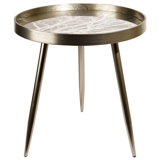 Furuset M Side Table – Metal & Polyresin Round Accent Table