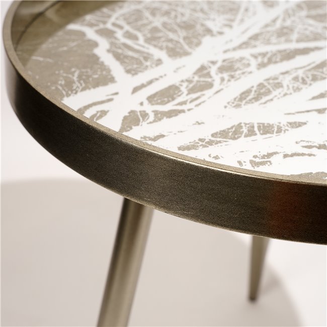 Furuset M Side Table – Metal & Polyresin Round Accent Table