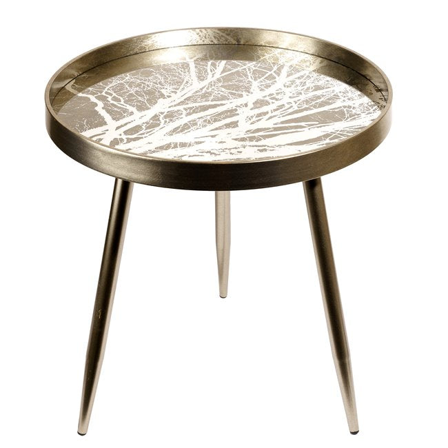 Furuset M Side Table – Metal & Polyresin Round Accent Table