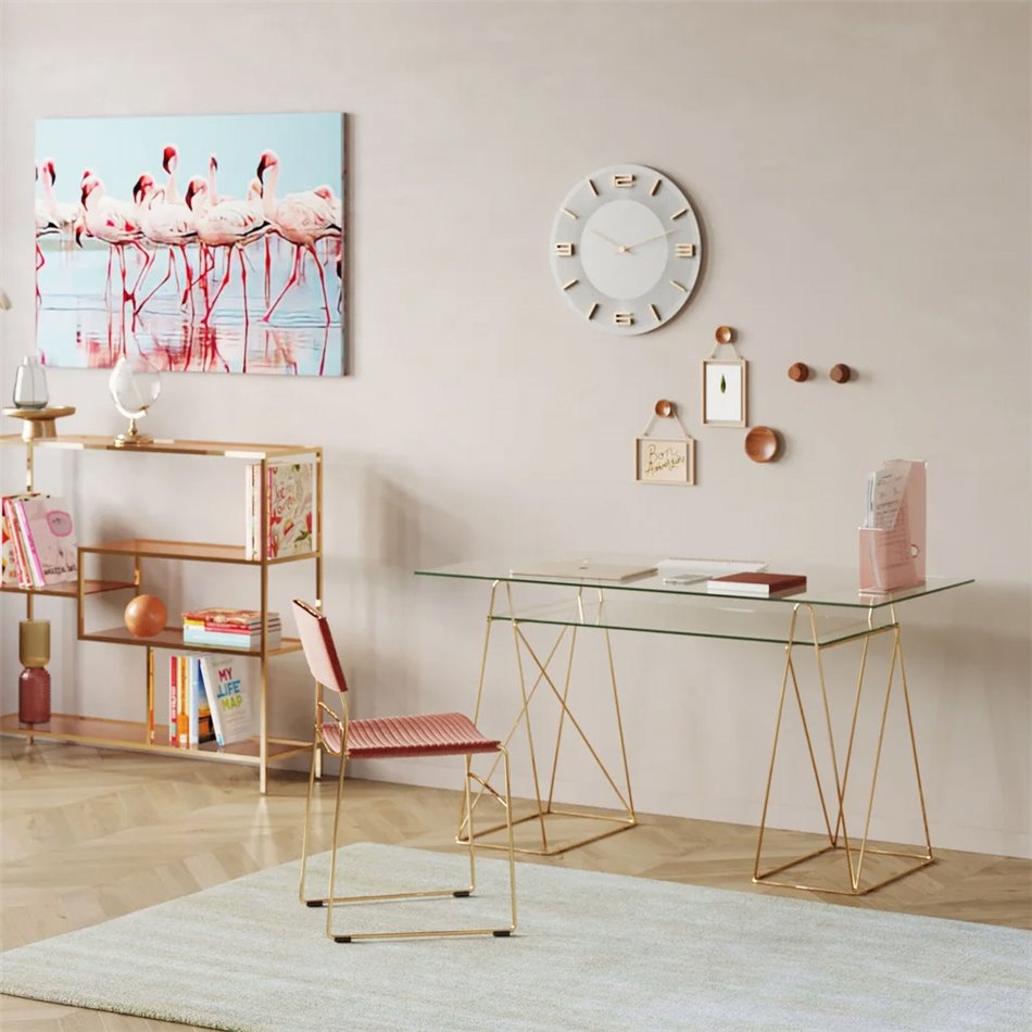 Wall clock Leonardo, white/gold, D48.5x4.5cm