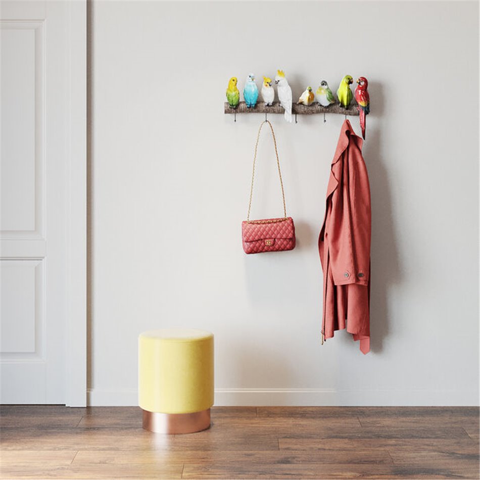 Coat rack Exotic birds, 5 hooks, H24x54x6.5cm