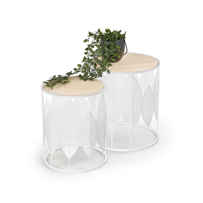 Holla White Side Table Set – 2-Piece MDF & Steel Tables