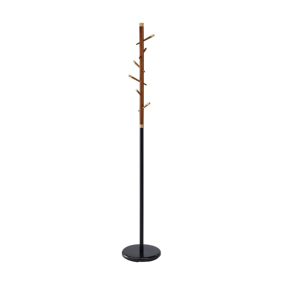 Coat hanger Hurneth, black/walnut color, steel, D28cm, H174cm