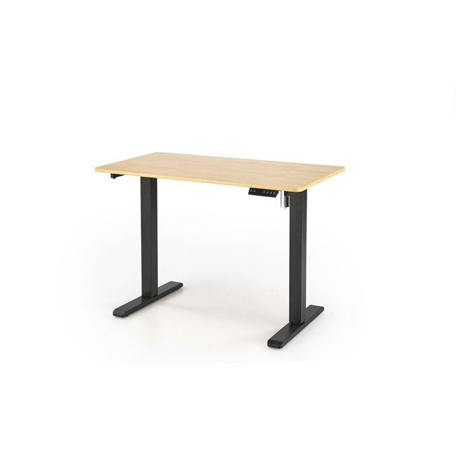 Horvellen Desk – Oak & Black Finish with Height Adjustment, MDF/Steel