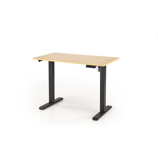 Horvellen Desk – Oak & Black Finish with Height Adjustment, MDF/Steel