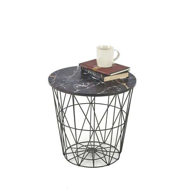 Harisso Black Coffee Table – Round MDF Top with Steel Base