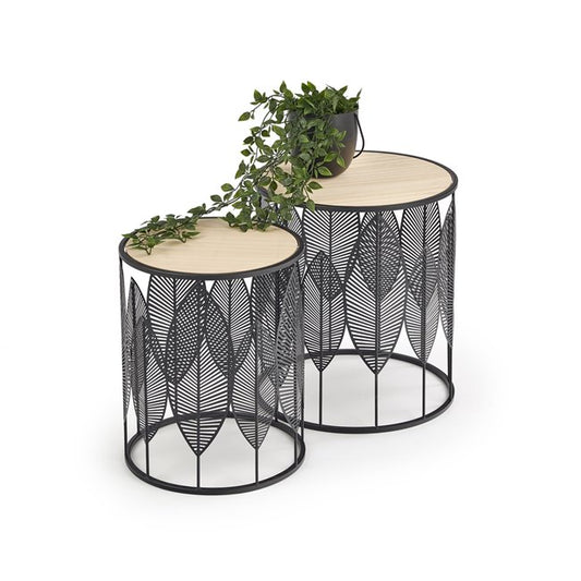 Holla Black Side Table Set – 2-Piece MDF & Steel Tables