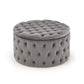 Grey Velvet Hunez Storage Ottoman – Round Accent Bench