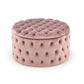Pink Velvet Storage Ottoman – Round Accent Bench