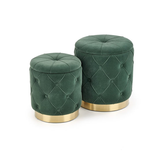 Set of 2 Holly Dark Green Poufs