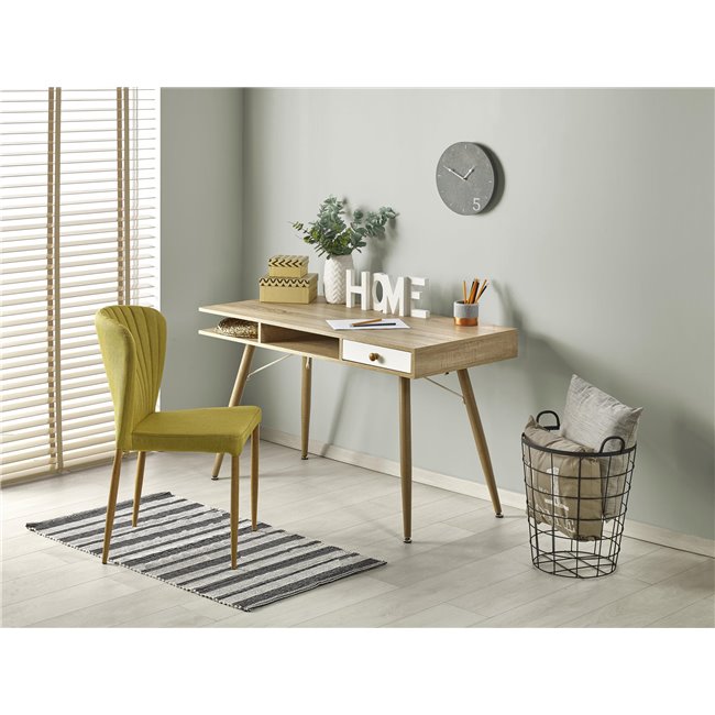 Hyrathis Desk – Oak MDF Top with White Steel Frame