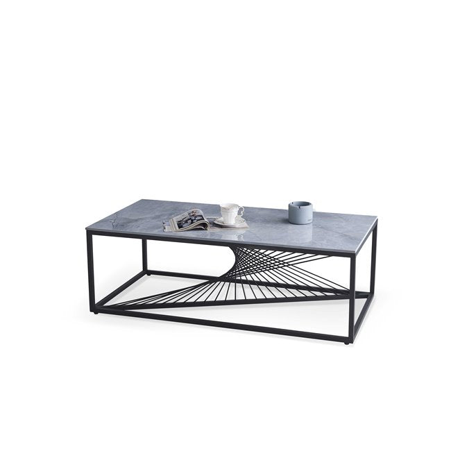 Hanfiny Coffee Table - Grey Sintered Stone Top with Steel Frame